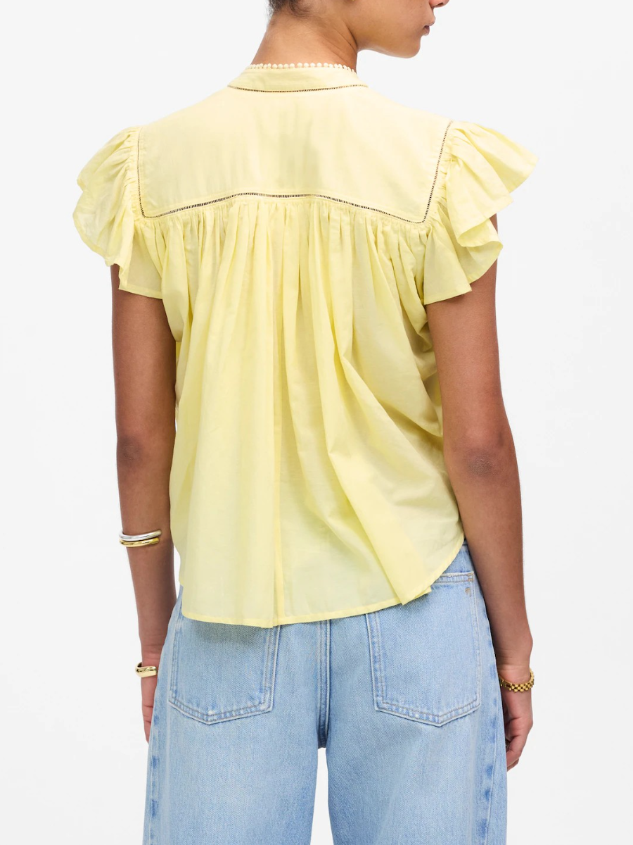 Shirred Lace-Trim Top