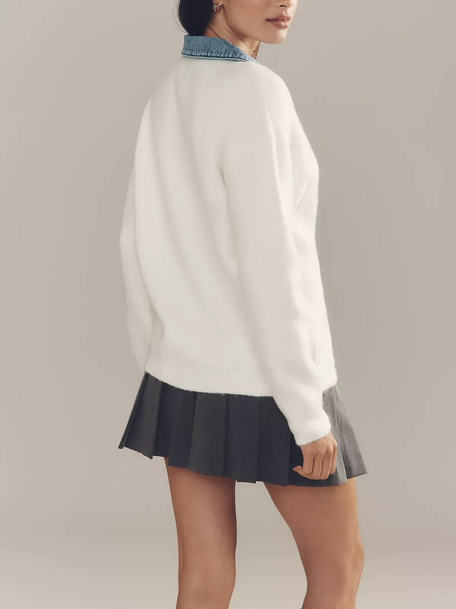 Denim Polo Sweater