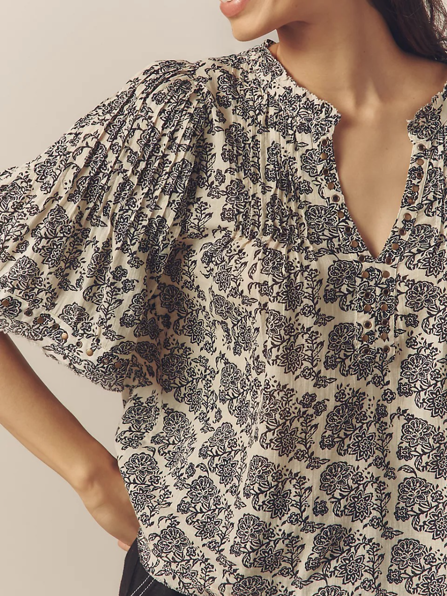 Boho Floral Smocked Top
