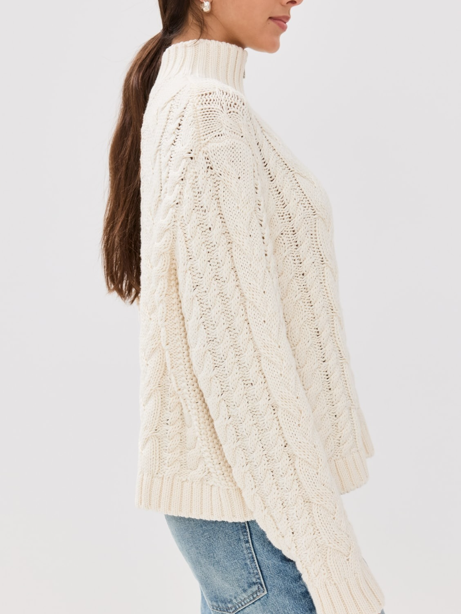 Cotton Cable Half Zip Sweater