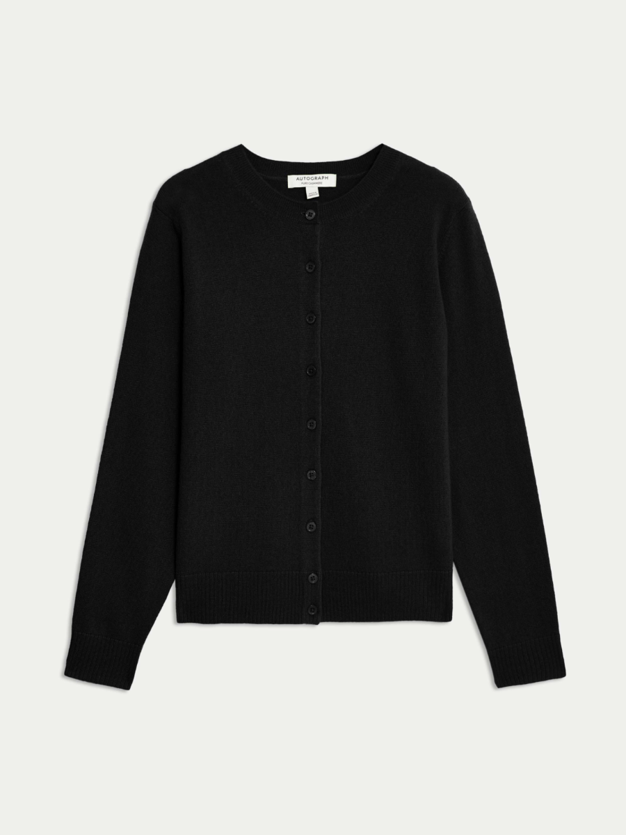 Pure Cashmere Crew Neck Relaxed Cardigan