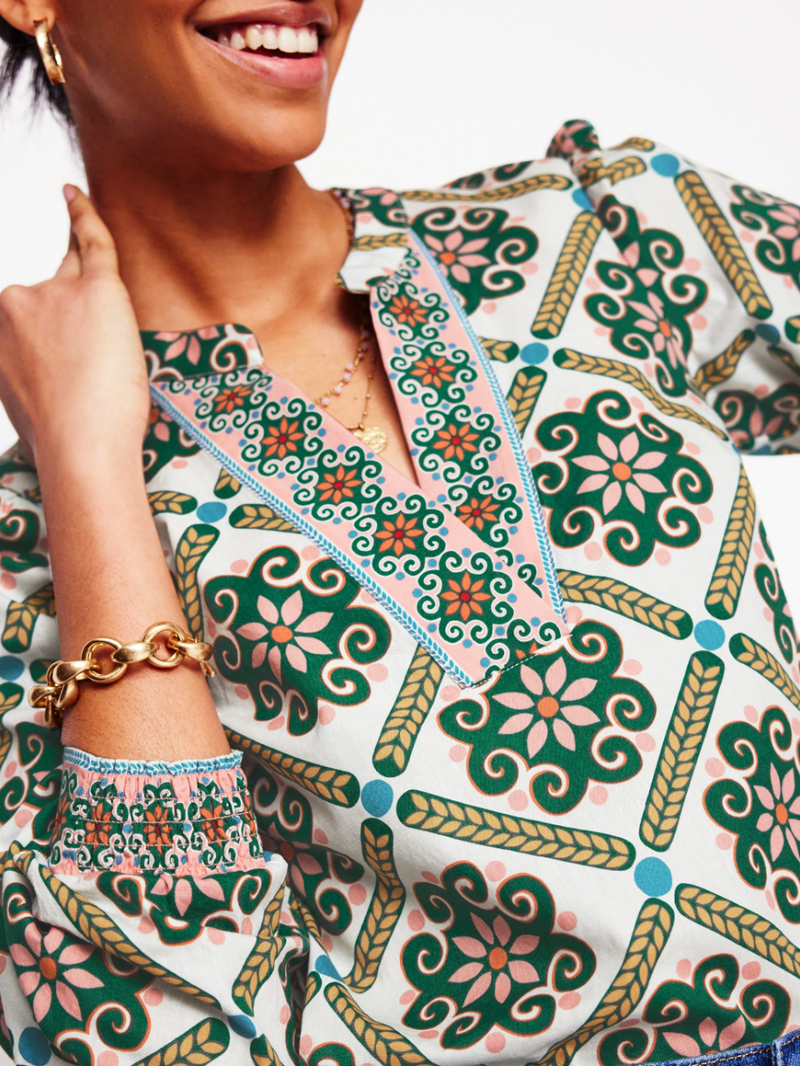 Elegant Geometric Floral Top