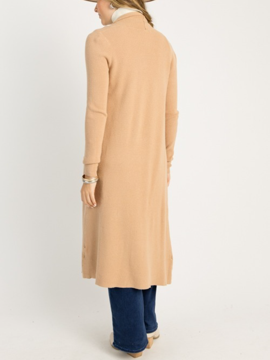 Waffle Knit Long Cardigan