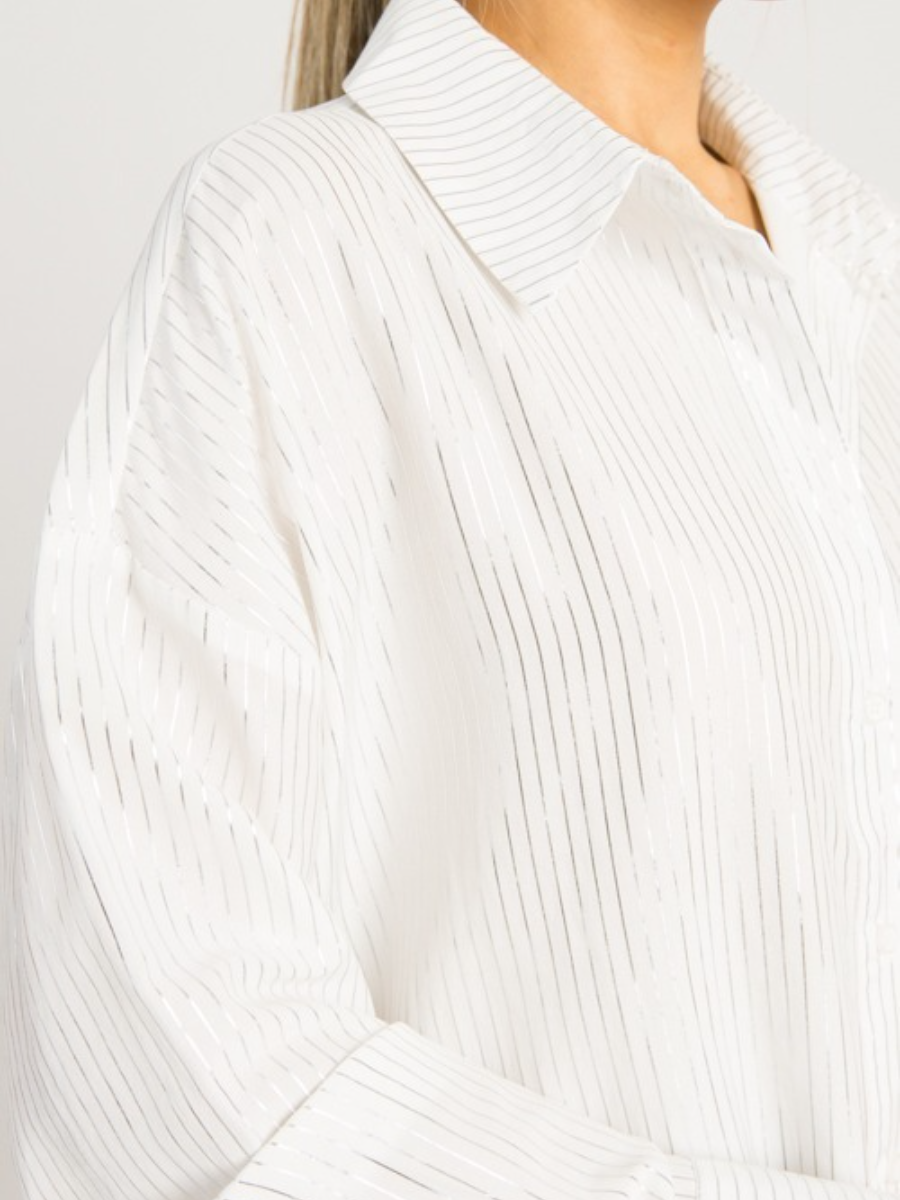 Metallic Striped Button Down