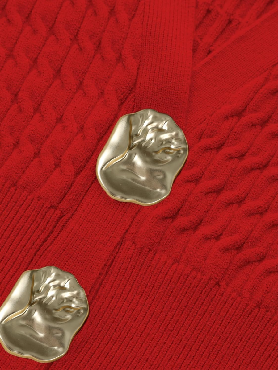 Cable Knit V Neck Cardigans