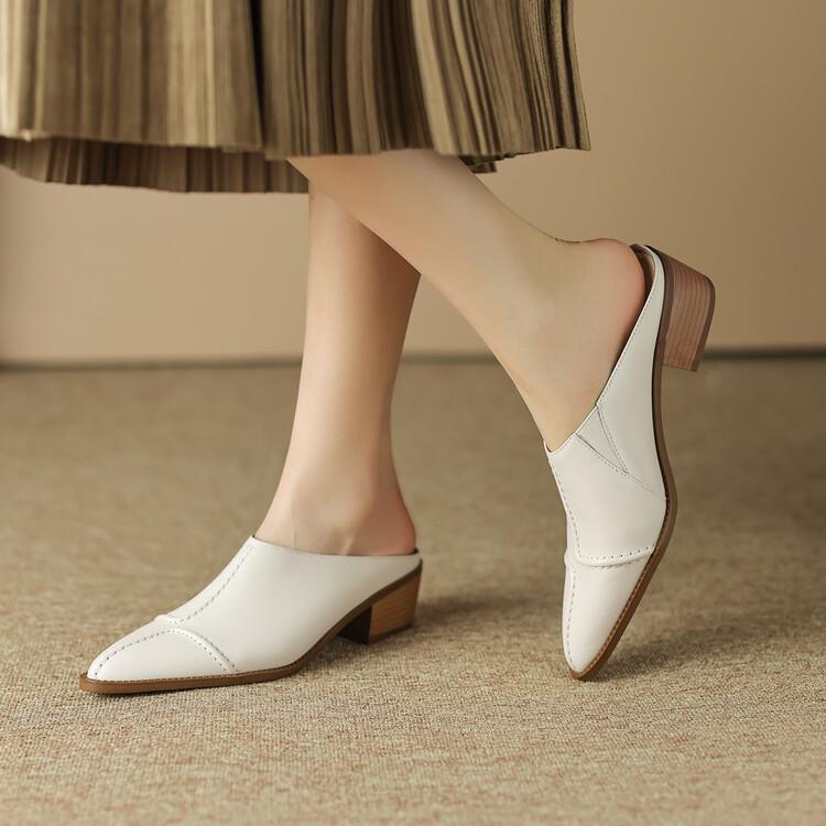 Leather Chunky Heel Sandals