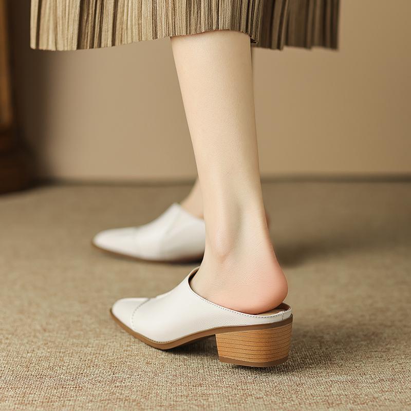 Leather Chunky Heel Sandals