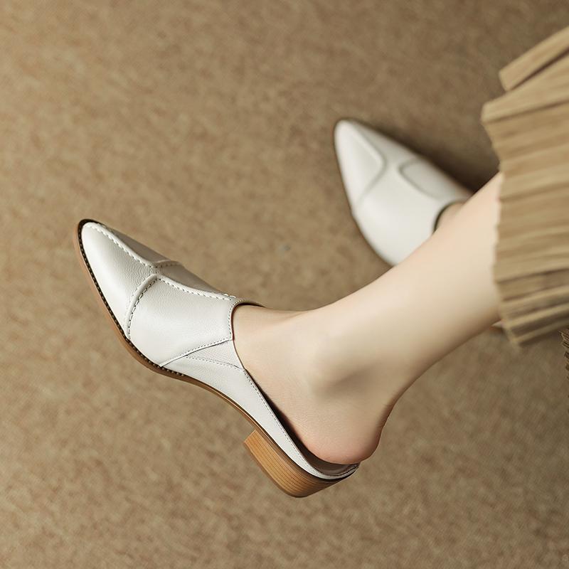 Leather Chunky Heel Sandals