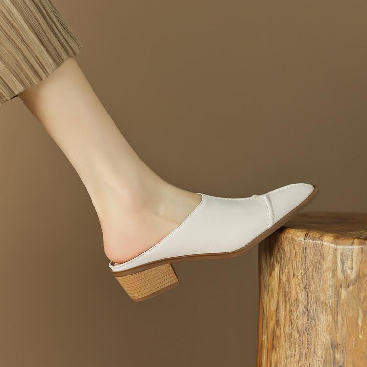 Leather Chunky Heel Sandals