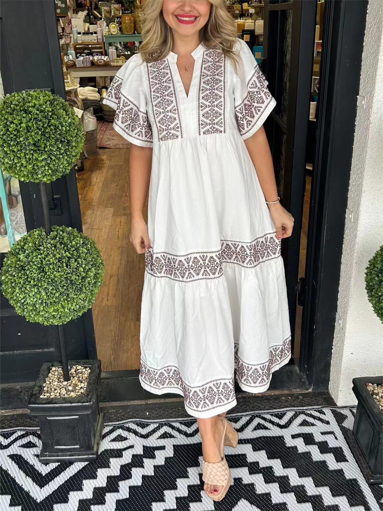 Embroidered Chic Comfy Dress