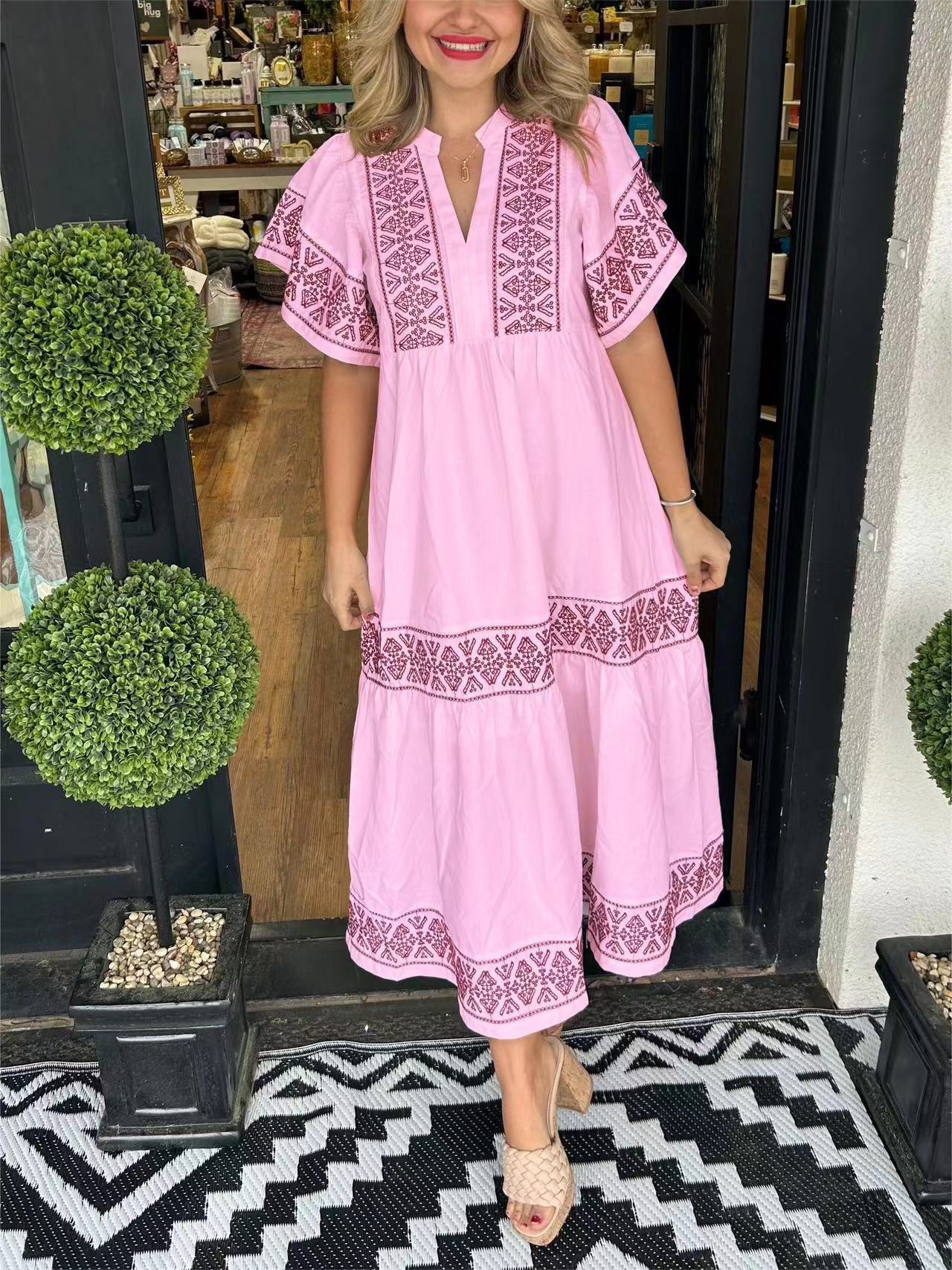 Embroidered Chic Comfy Dress