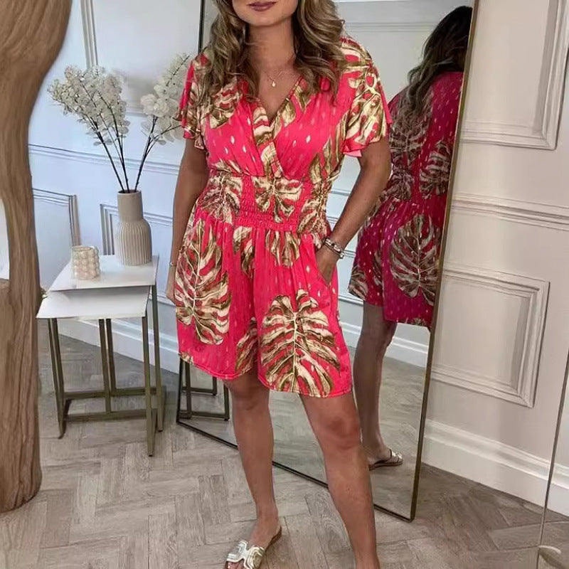 Printed V-Neck Jumpsuit