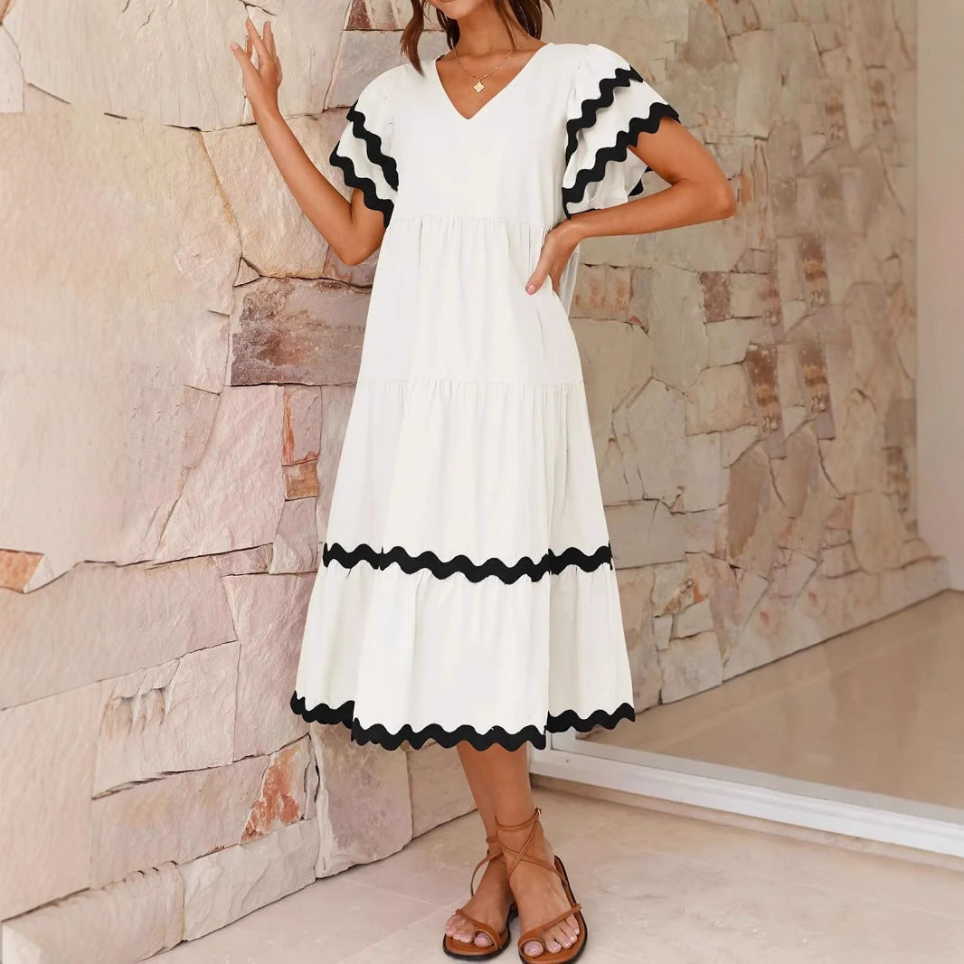 Vacation Style V-neck Dress