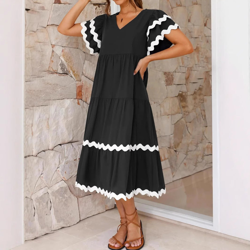 Vacation Style V-neck Dress