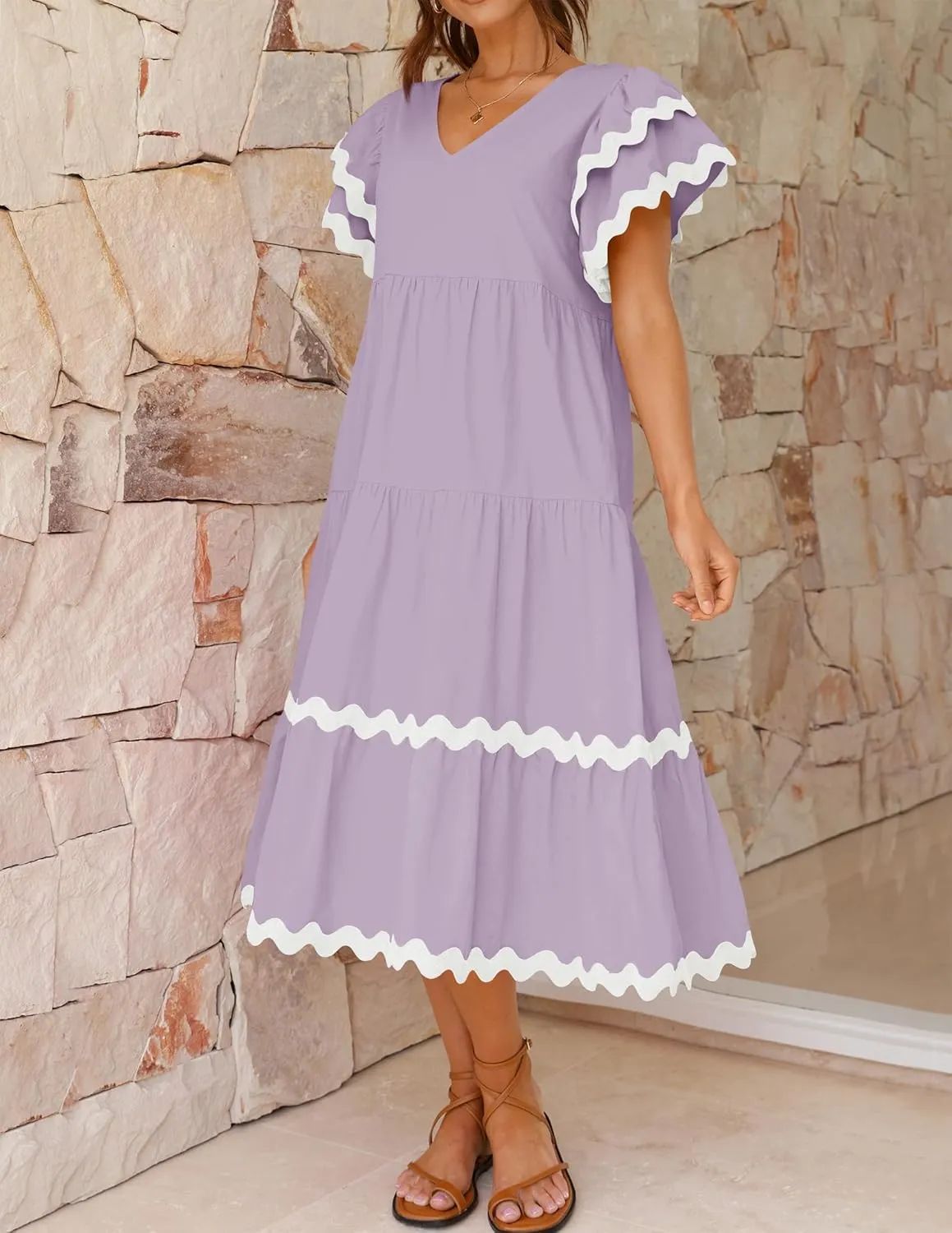 Vacation Style V-neck Dress