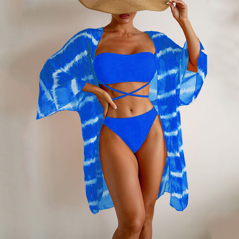 Printed Swimwear Three-piece Set