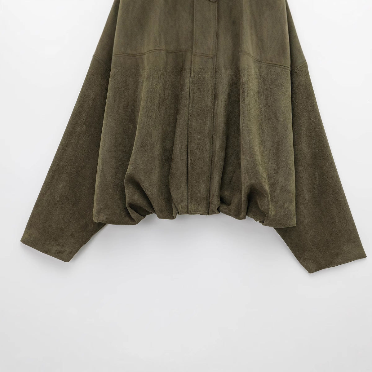 Suede Puffed Bomber Jacket