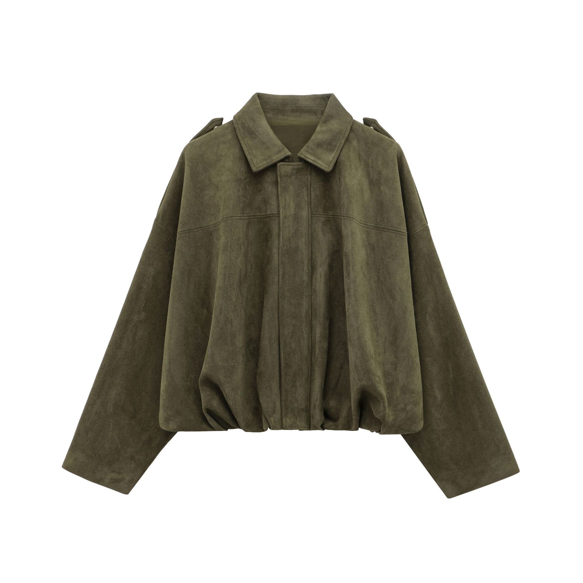 Suede Puffed Bomber Jacket