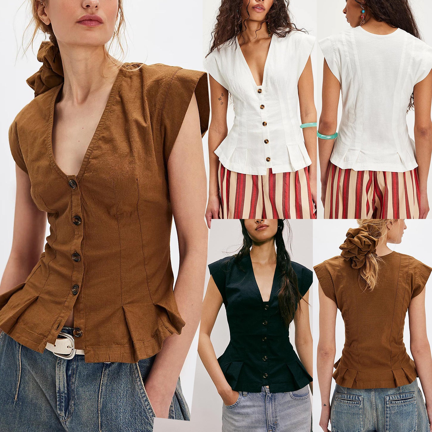 V-Neck Button-up Slim Vest