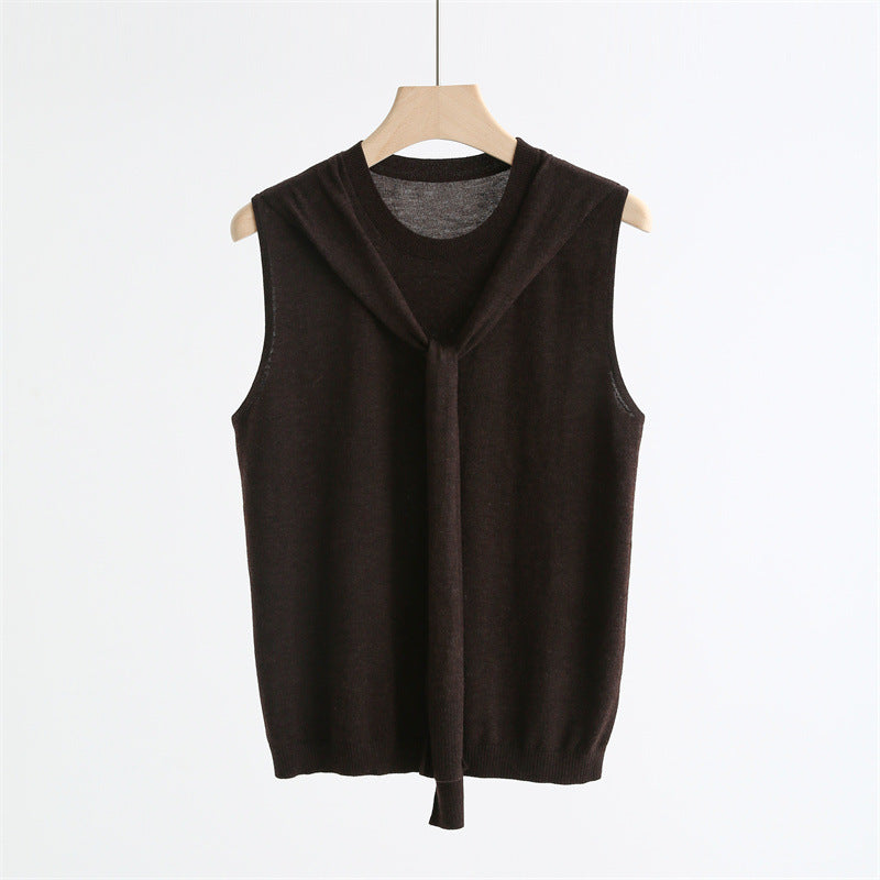 Comfy Scarf Knit Sleeveless Sweater