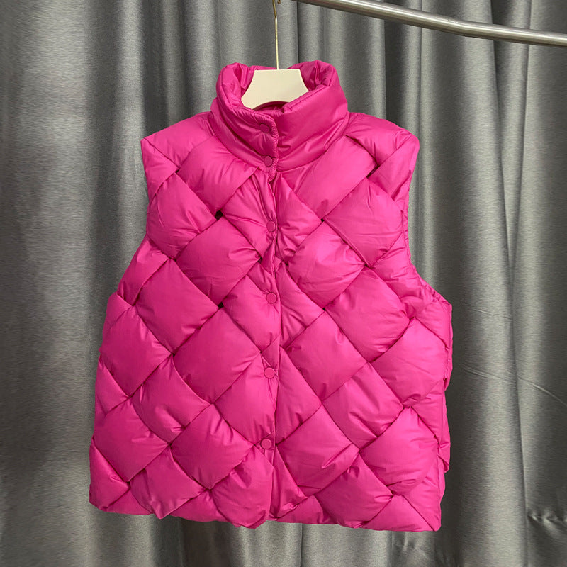 Warm Braided Rhomboid Sleeveless Vest Jacket