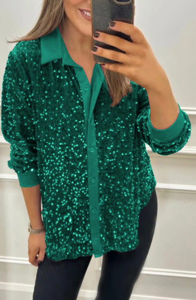Sequin Long Sleeve Shirt