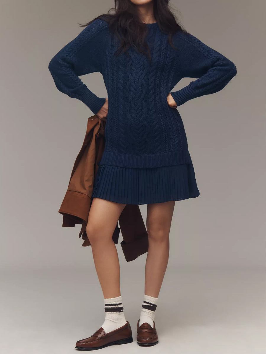 Cable-Knit Sweater Mini Dress