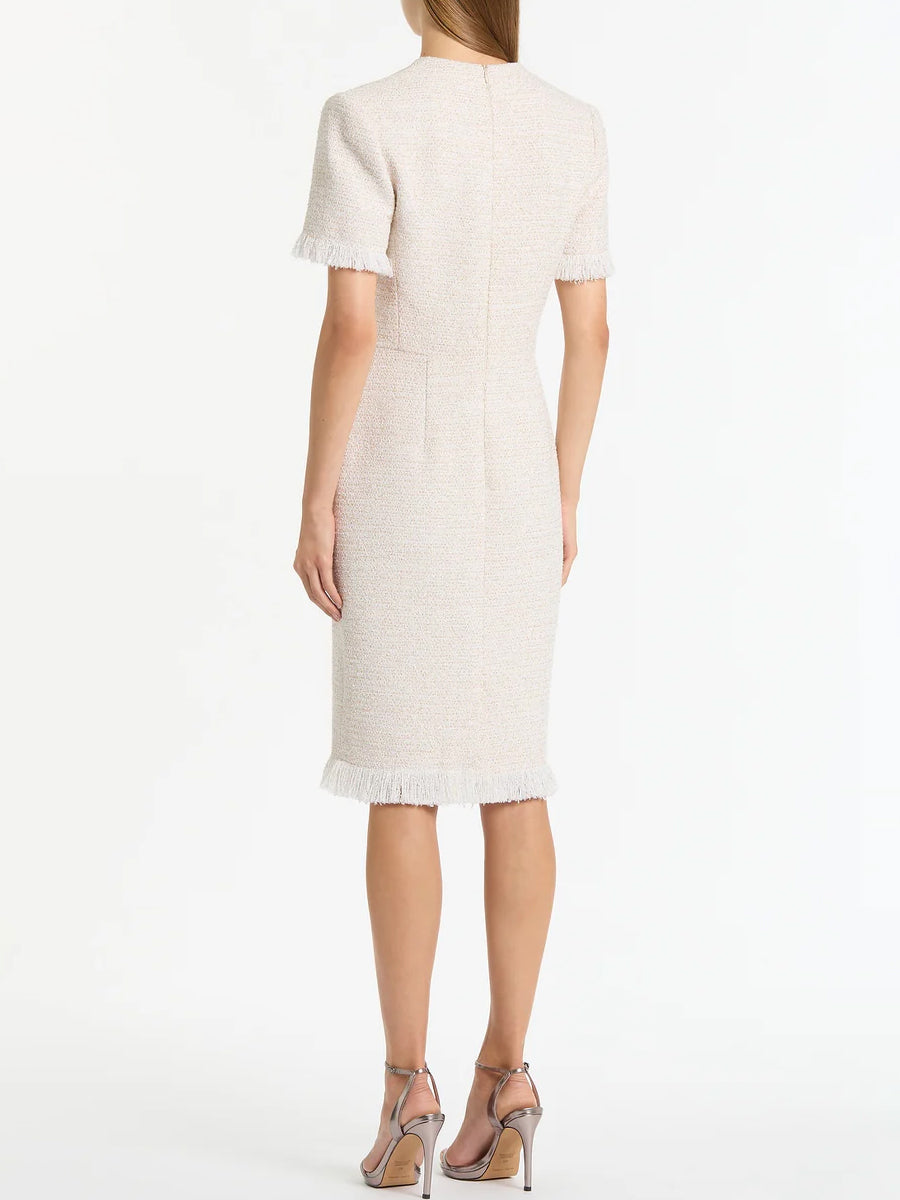 Elegant Tweed Fringe Midi Dress