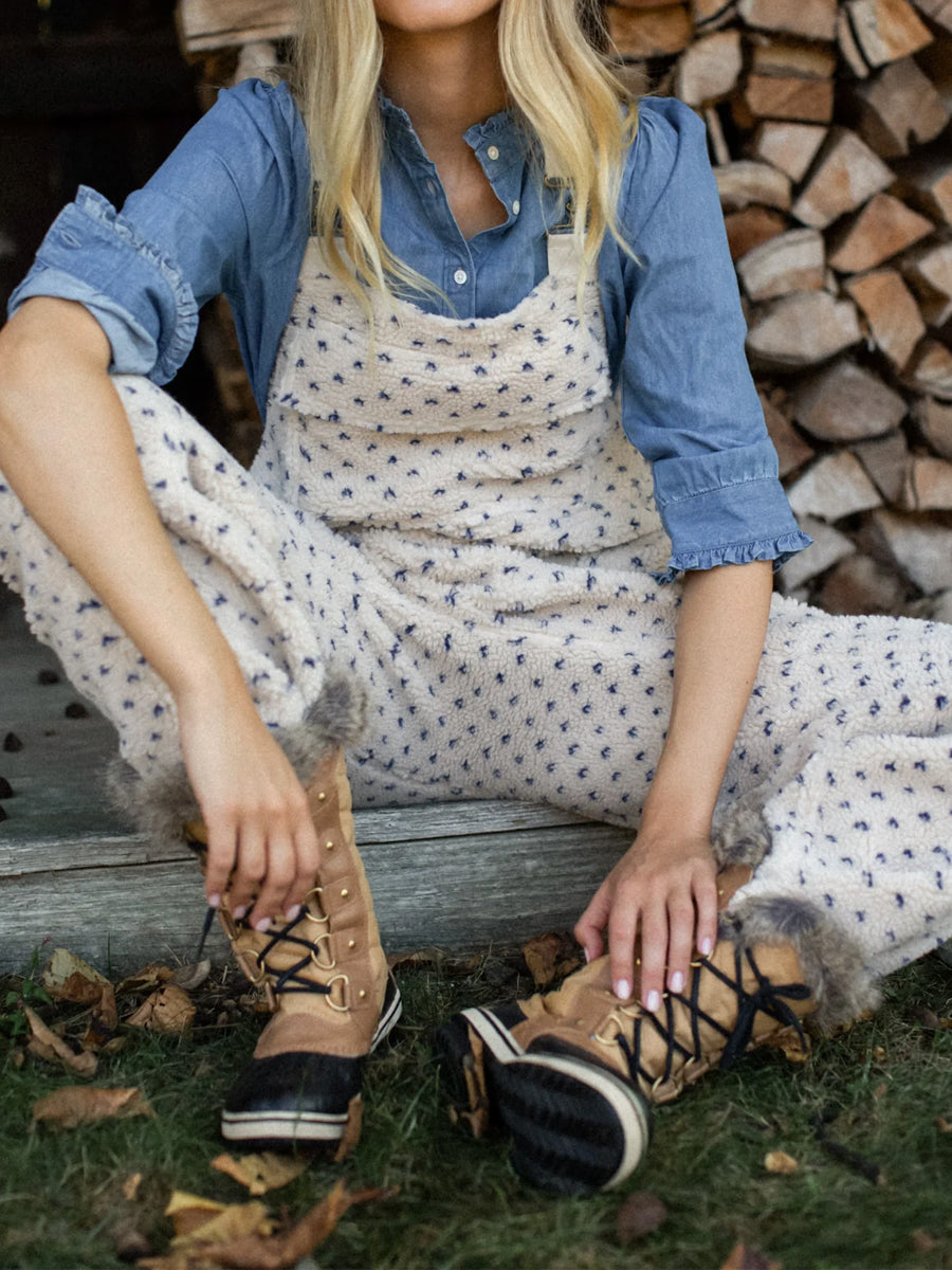 Elasticated Adjustable Straps Printed Sherpa Overalls