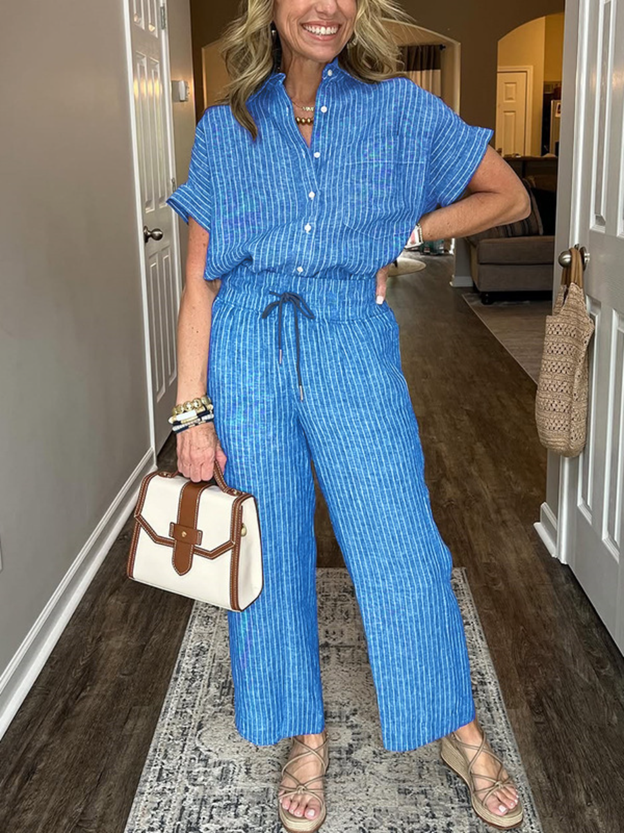 Classic Striped Linen Set
