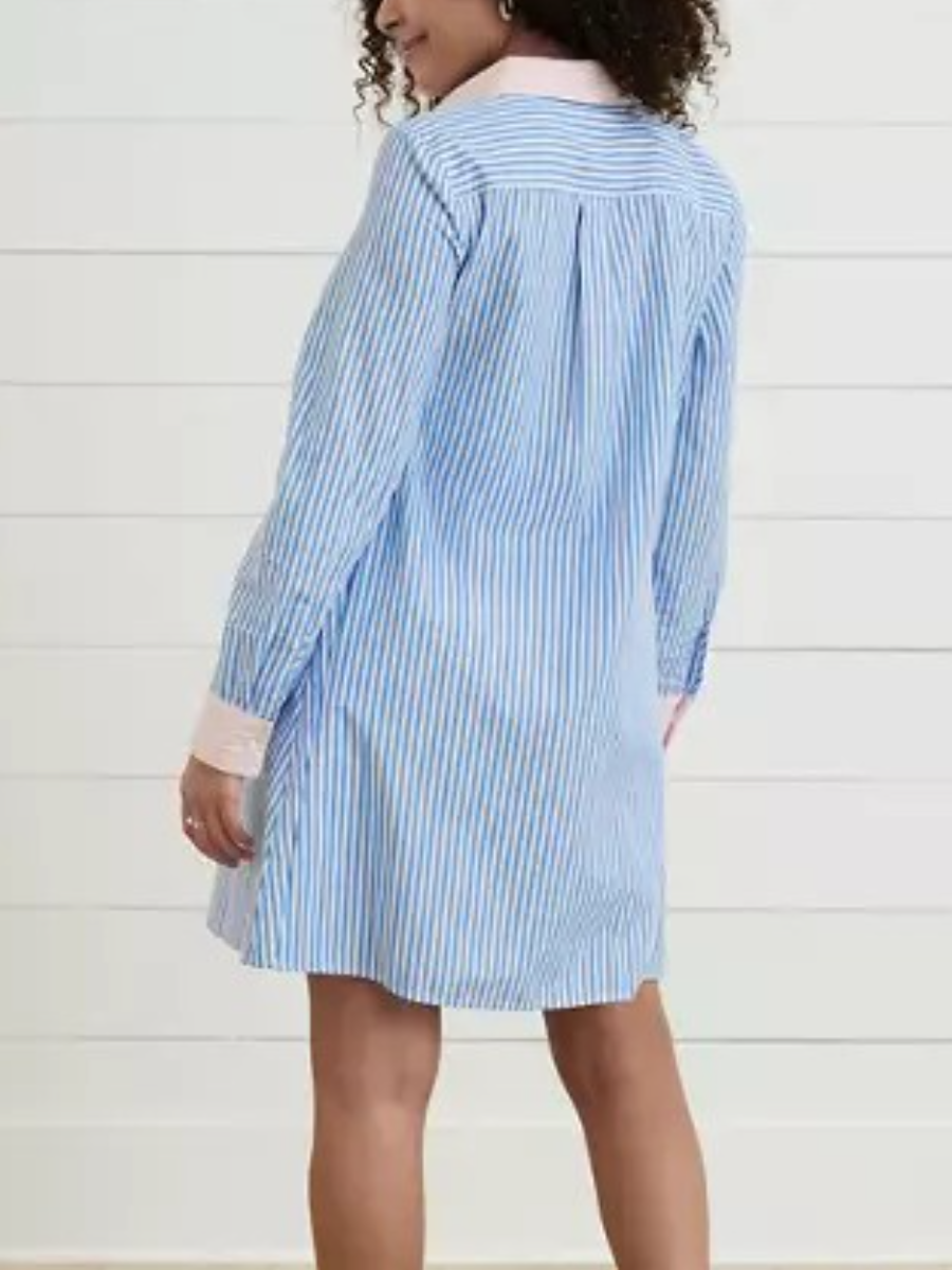 Classic Collar Long Sleeve Shirt Dress