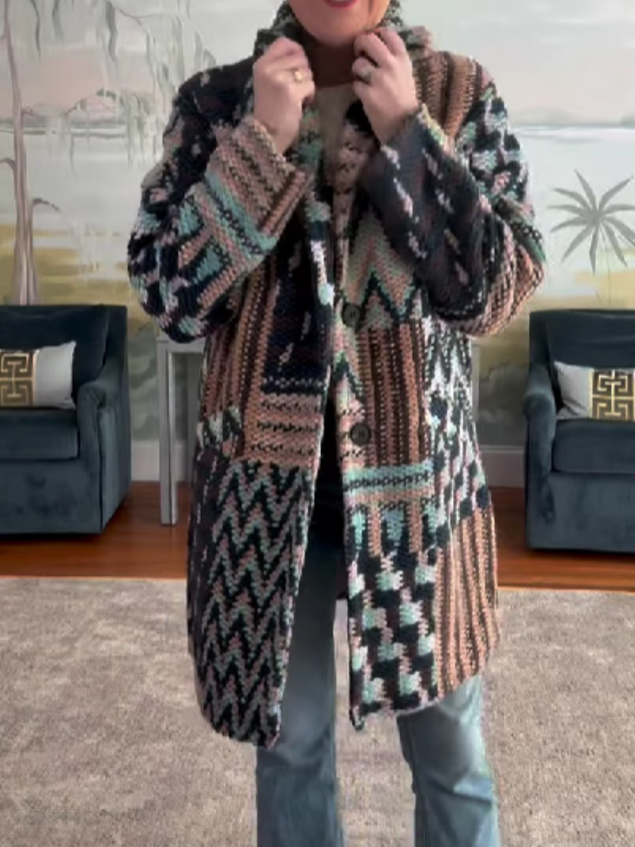 Knitted Multicolor Printed Jacket