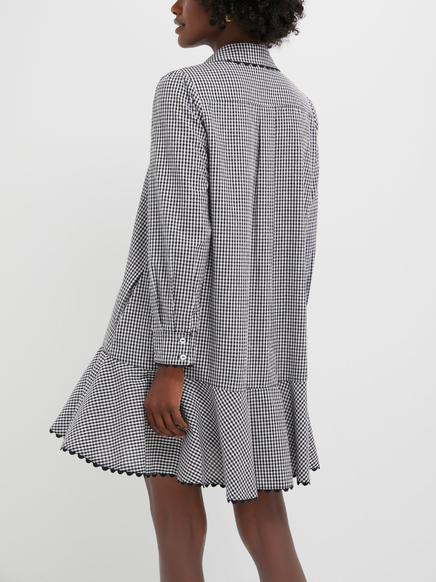 Retro Checkered Collared Mini Dress