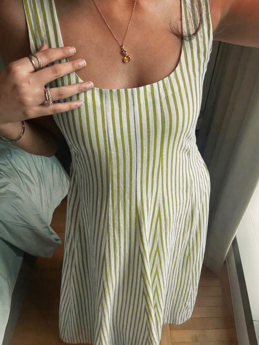 Classic Striped Sleeveless Maxi Dress