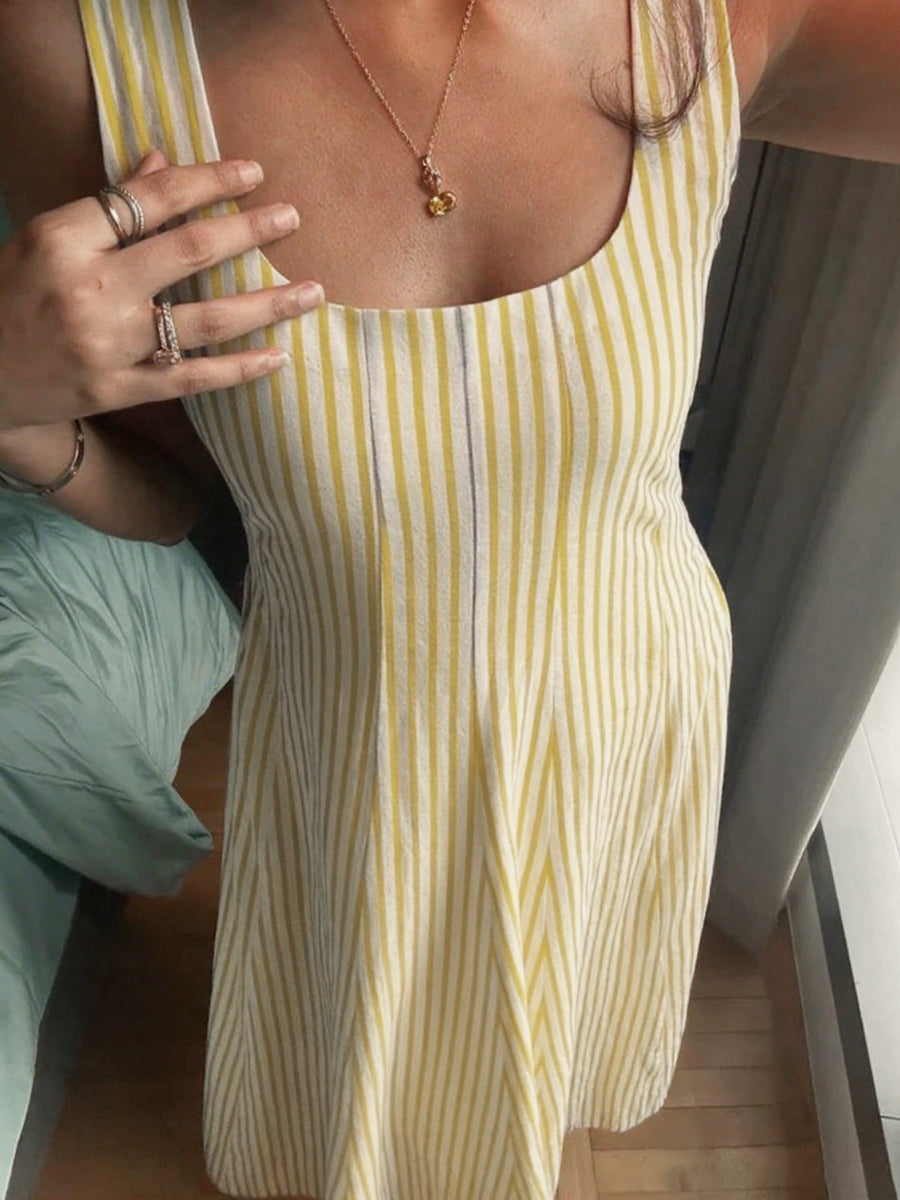 Classic Striped Sleeveless Maxi Dress