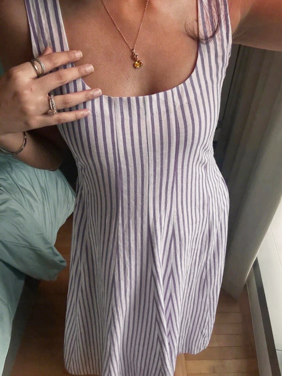 Classic Striped Sleeveless Maxi Dress