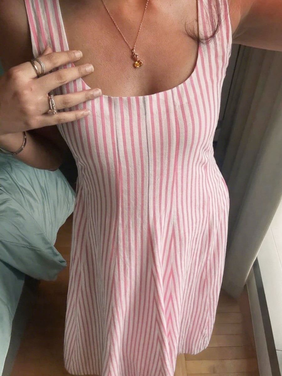 Classic Striped Sleeveless Maxi Dress