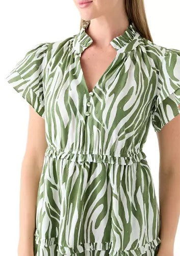 Flutter Sleeve Printed Maxi Dress