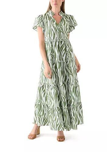 Flutter Sleeve Printed Maxi Dress