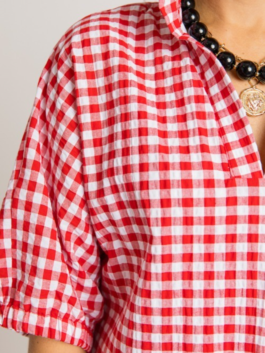 Charlotte Dress, Red Gingham