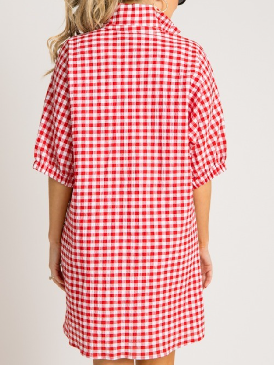 Charlotte Dress, Red Gingham