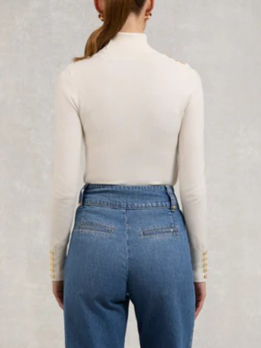 Gold Buttoned Turtleneck Sweater