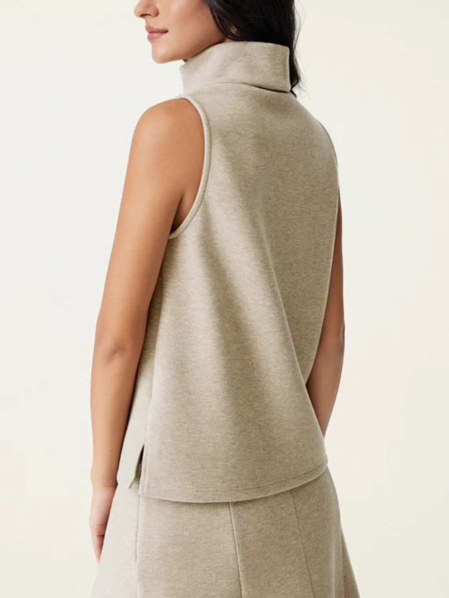 2Pcs Set Split Hem Top & High Waisted Straight Leg Pant