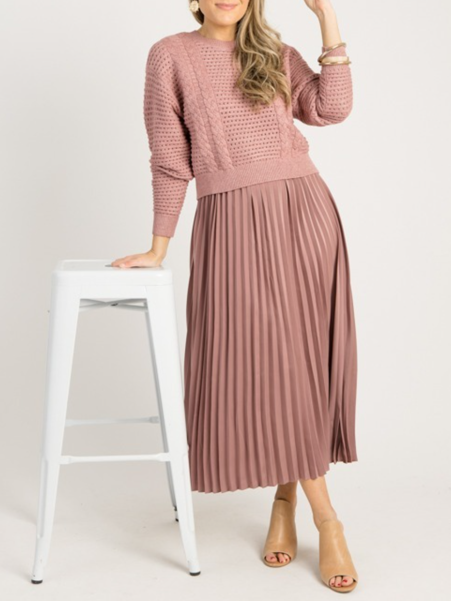 Pleated Maxi Sweater Set