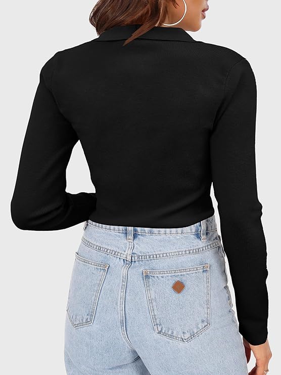 Fashion V Neck Button Polo Sweaters