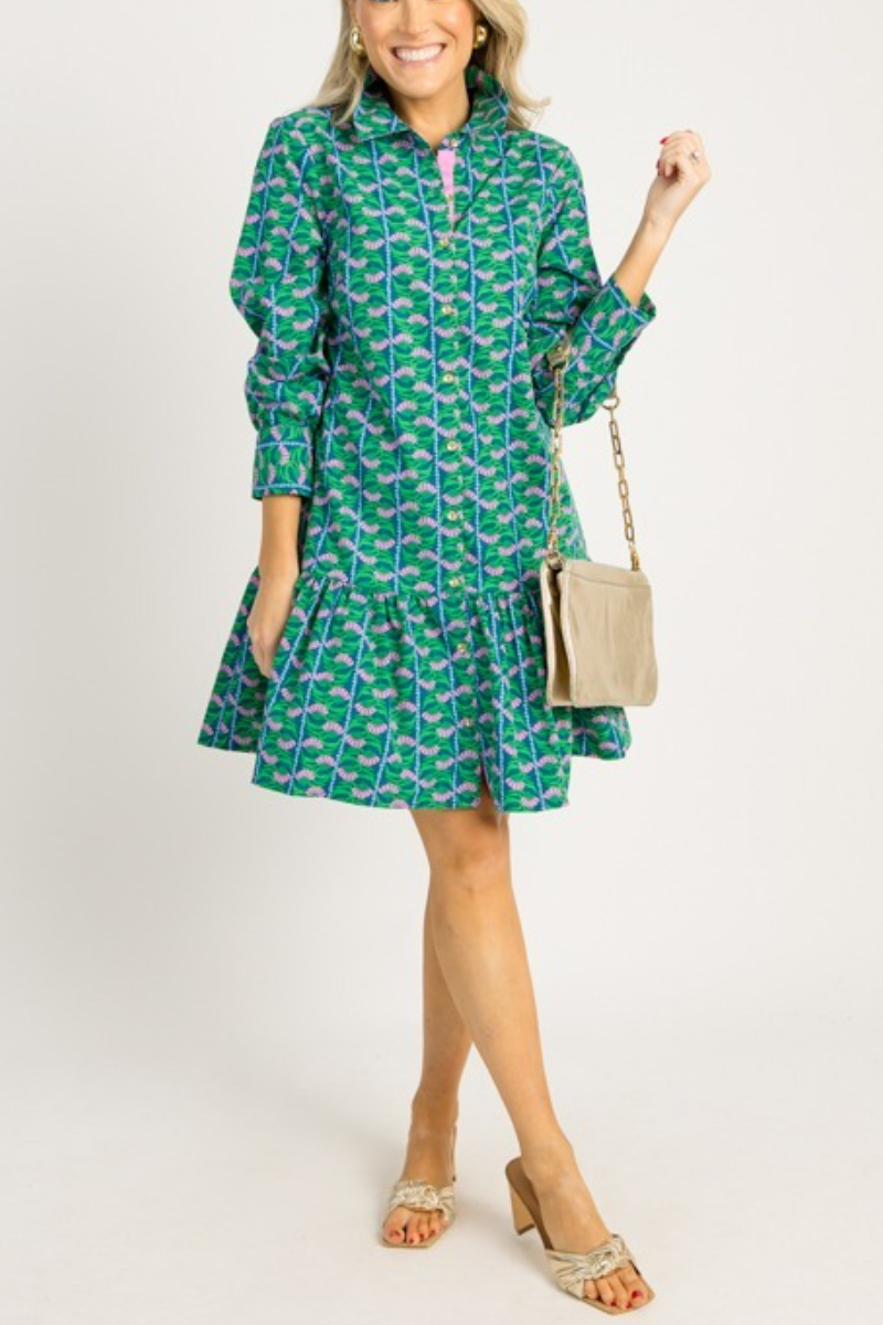 Floral Vine Printed Mini Dress