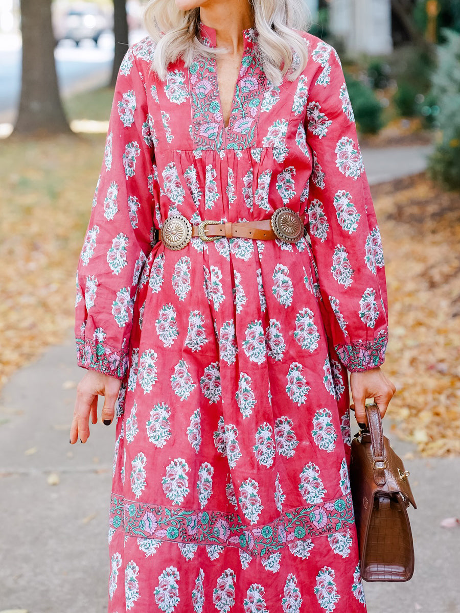 Floral Print Long Sleeve Loose Dress