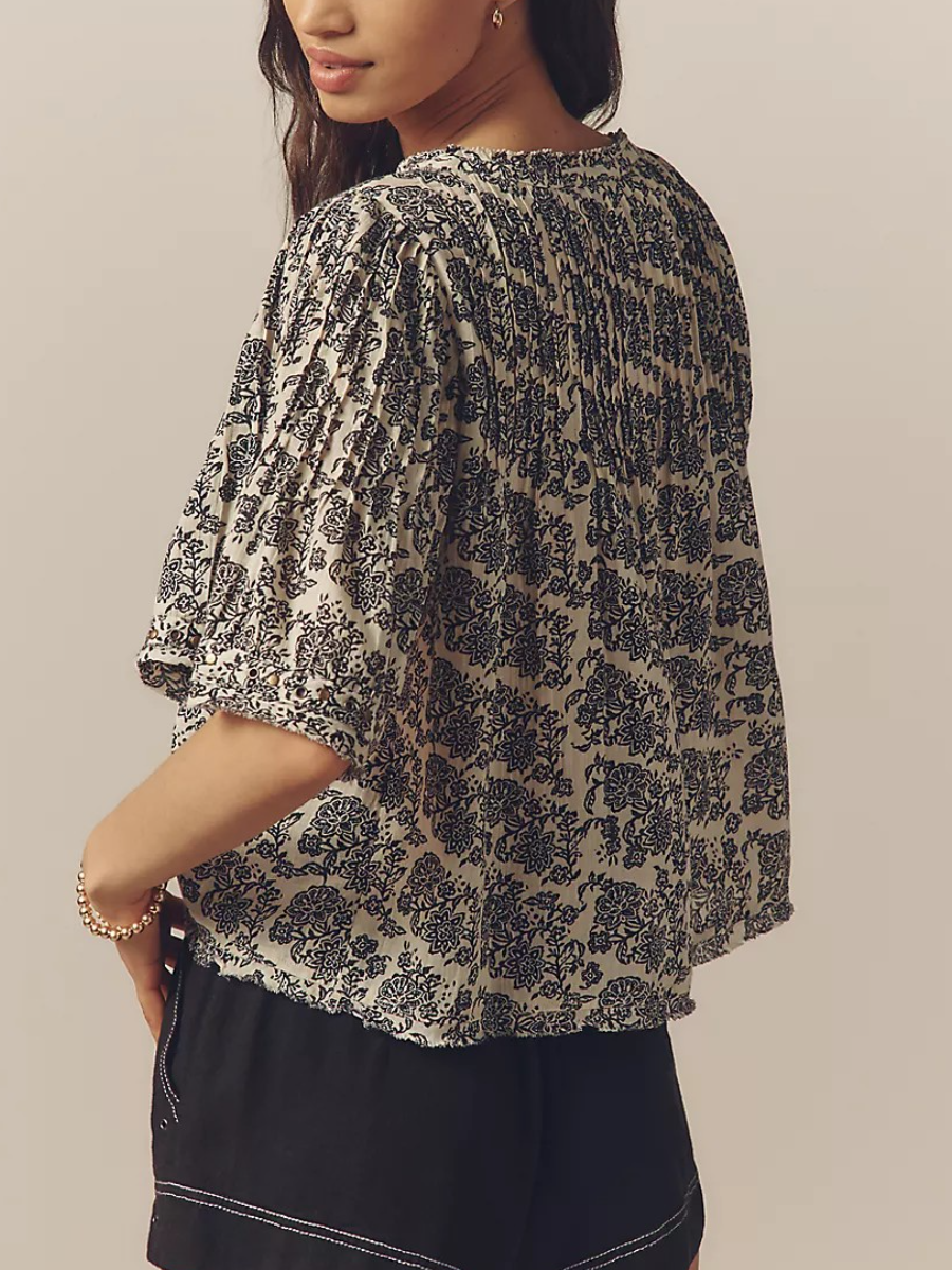Boho Floral Smocked Top