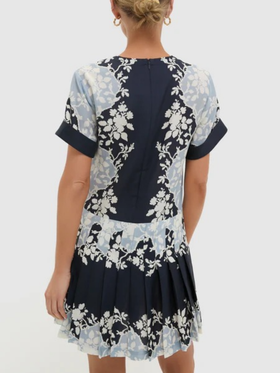 Blue Fog Pleated Liza Dress