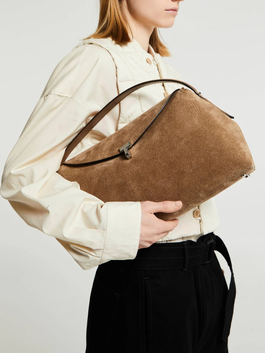 T-Lock Suede Top Handle Bag